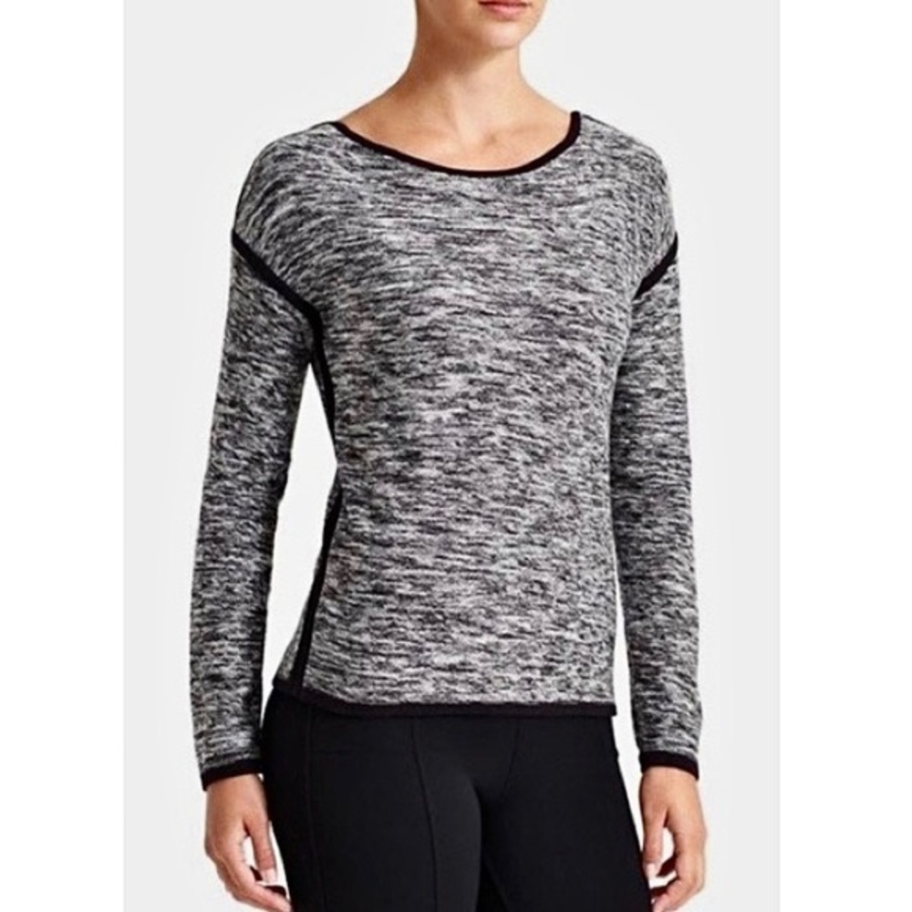 Athleta Retreat Boatneck Sweater Black Marled XXS